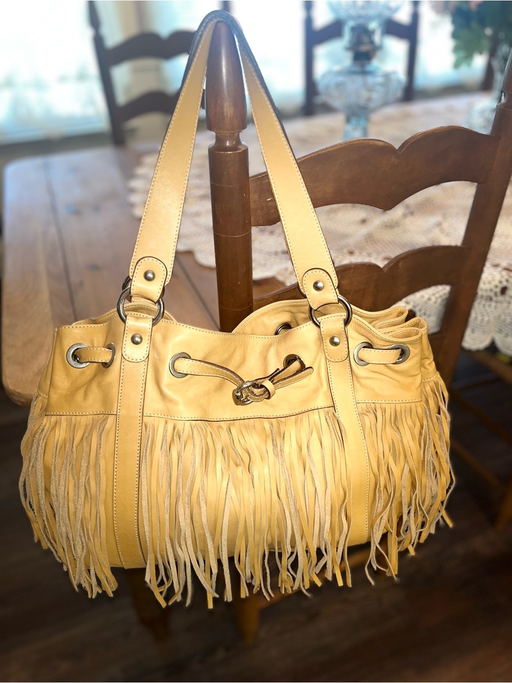 Cavalcanti Rare Large Real Leather Fringe Bag with Original Dust Bag - Picture 9 of 14